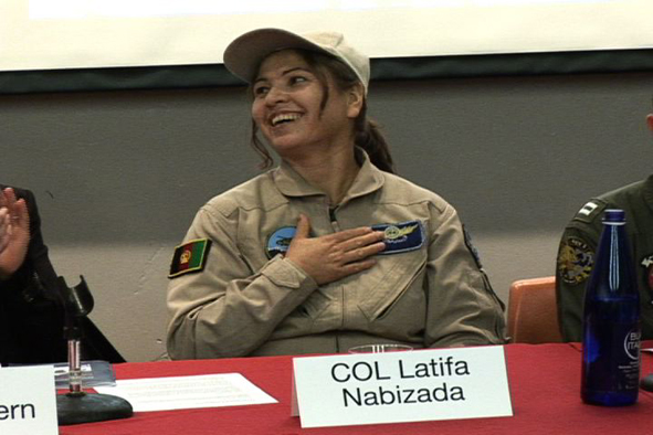 Col. Latifa Nabizada at the panel
